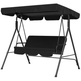 Outsunny Outdoor 3-Seat Patio Swing Chair with Cushion and Adjustable Canopy, Black for Garden