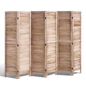 VEVOR Wood Room Divider, 6 Panel Wood Folding Privacy Screen, 66.9 Inches Tall Indoor Louvered Partition Divider, Portable Decoration Screen