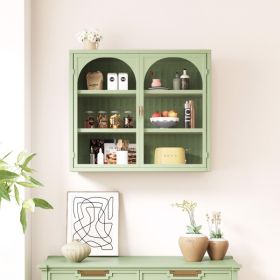 27.56"Glass Doors Modern Two-door Wall Cabinet with Featuring Three-tier Storage for Entryway Living Room Bathroom Dining Room