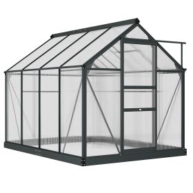 Greenhouse Garden, Green House, Outdoor Greenhouse Kit, PC Board with Sliding Door, 6.2' x 8.3' x 6.6', Grey