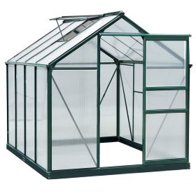 6.2' x 8.3' x 6.6' Clear Polycarbonate Greenhouse, Large Walk-In Green House w/ Slide Door
