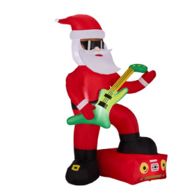 5FT Black Guitar Old Man, 4 LED 210D Polyester Christmas Inflatable Decoration, 12V,1000mA US Standard (Option: 1Pc)