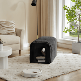 Ottoman Storage Bench Pet Supplies Corduroy Bench Cat's Nest To Hide For The Living Room, Entryway And Bedroom (Color: Black)