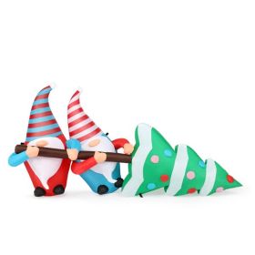 7 FT Lighted Christmas Inflatable Decoration, Inflatable Gnomes Pulling Christmas Tree, Funny Blow Up Yard Decorations With Built-in LED Lights F (Option: 7ft)
