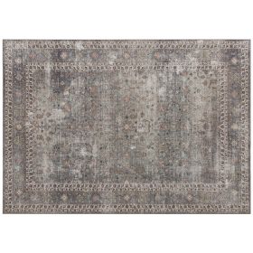 Machine Washable Area Rug 8x10, Non-Slip Traditional Floor Cover Foldable Carpet For Living Room, Dark Mixed-Brown (Color: Brown)