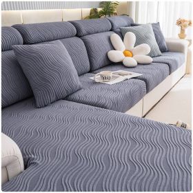 Jacquard velvet full set sofa cover, new fabric, sofa special anti slip sticker, sofa cover, backrest cover, towel (Color: Ximan Dark Grey, size: Headrest S)
