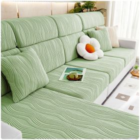 Jacquard velvet full set sofa cover, new fabric, sofa special anti slip sticker, sofa cover, backrest cover, towel (Color: Water Lotus Matcha Green, size: Backrest M)