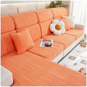 Jacquard velvet full set sofa cover, new fabric, sofa special anti slip sticker, sofa cover, backrest cover, towel (Color: Water Lotus Orange yellow, size: M+)