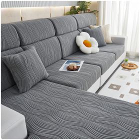 Jacquard velvet full set sofa cover, new fabric, sofa special anti slip sticker, sofa cover, backrest cover, towel (Color: Water Lotus Dark Grey, size: XL+)