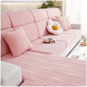Jacquard velvet full set sofa cover, new fabric, sofa special anti slip sticker, sofa cover, backrest cover, towel (Color: Water Lotus Pink, size: L+)