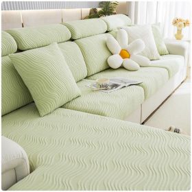 Jacquard velvet full set sofa cover, new fabric, sofa special anti slip sticker, sofa cover, backrest cover, towel (Color: Ximan Mint Green, size: L+)