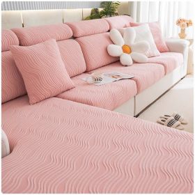 Jacquard velvet full set sofa cover, new fabric, sofa special anti slip sticker, sofa cover, backrest cover, towel (Color: Ximan Rose Powder, size: Headrest S)