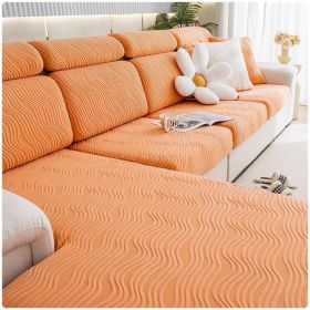 Jacquard velvet full set sofa cover, new fabric, sofa special anti slip sticker, sofa cover, backrest cover, towel (Color: Ximan Premium Orange, size: S+)