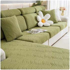 Jacquard velvet full set sofa cover, new fabric, sofa special anti slip sticker, sofa cover, backrest cover, towel (Color: Ximan Matcha Green, size: M+)