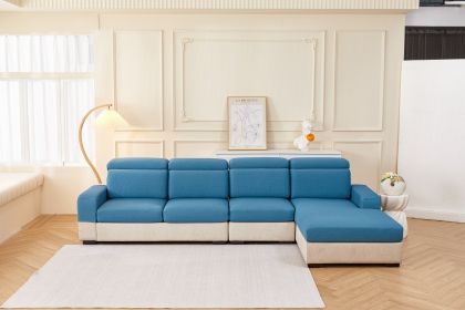 Elastic sofa cover, waterproof universal all inclusive sofa cushion, all season universal anti slip sofa hat (Color: Waffle Blue, size: 2XL)