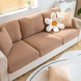 Shake fleece sofa cover, all inclusive universal cover, lazy elastic sofa cover, all season universal anti cat scratch sofa cover (Color: Jingmi Shallow Coffee, size: Pillow cover 45 * 45cm)