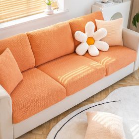 Shake fleece sofa cover, all inclusive universal cover, lazy elastic sofa cover, all season universal anti cat scratch sofa cover (Color: Jingmi Orange, size: M)