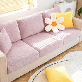 Shake fleece sofa cover, all inclusive universal cover, lazy elastic sofa cover, all season universal anti cat scratch sofa cover (Color: Jingmi Pink, size: S+)