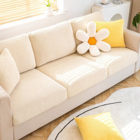Shake fleece sofa cover, all inclusive universal cover, lazy elastic sofa cover, all season universal anti cat scratch sofa cover (Color: Jingmi Beige, size: XL+)