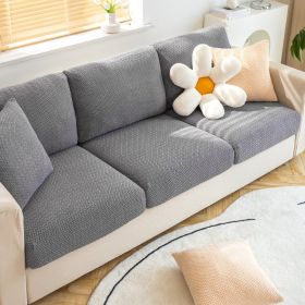 Shake fleece sofa cover, all inclusive universal cover, lazy elastic sofa cover, all season universal anti cat scratch sofa cover (Color: Jingmi Light Grey, size: M)