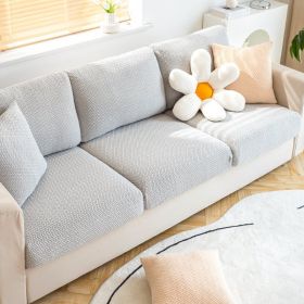 Shake fleece sofa cover, all inclusive universal cover, lazy elastic sofa cover, all season universal anti cat scratch sofa cover (Color: Jingmi Grey White, size: S)