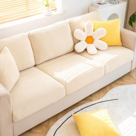Shake fleece sofa cover, all inclusive universal cover, lazy elastic sofa cover, all season universal anti cat scratch sofa cover (Color: Jingmi Beige, size: S)