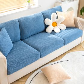 Shake fleece sofa cover, all inclusive universal cover, lazy elastic sofa cover, all season universal anti cat scratch sofa cover (Color: Jingmi Lake Blue, size: L)