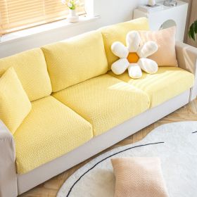 Shake fleece sofa cover, all inclusive universal cover, lazy elastic sofa cover, all season universal anti cat scratch sofa cover (Color: Jingmi Yellow, size: XL)