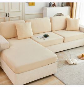 Ice Silk Elastic Sofa Hat Full Package Universal Set New Simple Modern Anti slip Sofa Cover Summer Cover (Color: Beige, size: Plus 2XL)