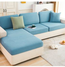 Ice Silk Elastic Sofa Hat Full Package Universal Set New Simple Modern Anti slip Sofa Cover Summer Cover (Color: Peace Blue, size: Plus S)