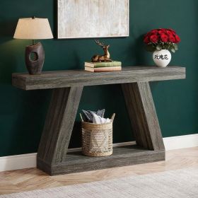 Console Table, 55-Inch Rustic Sofa Table with Storage, Industrial Wooden Entryway Table (Color: Gray)